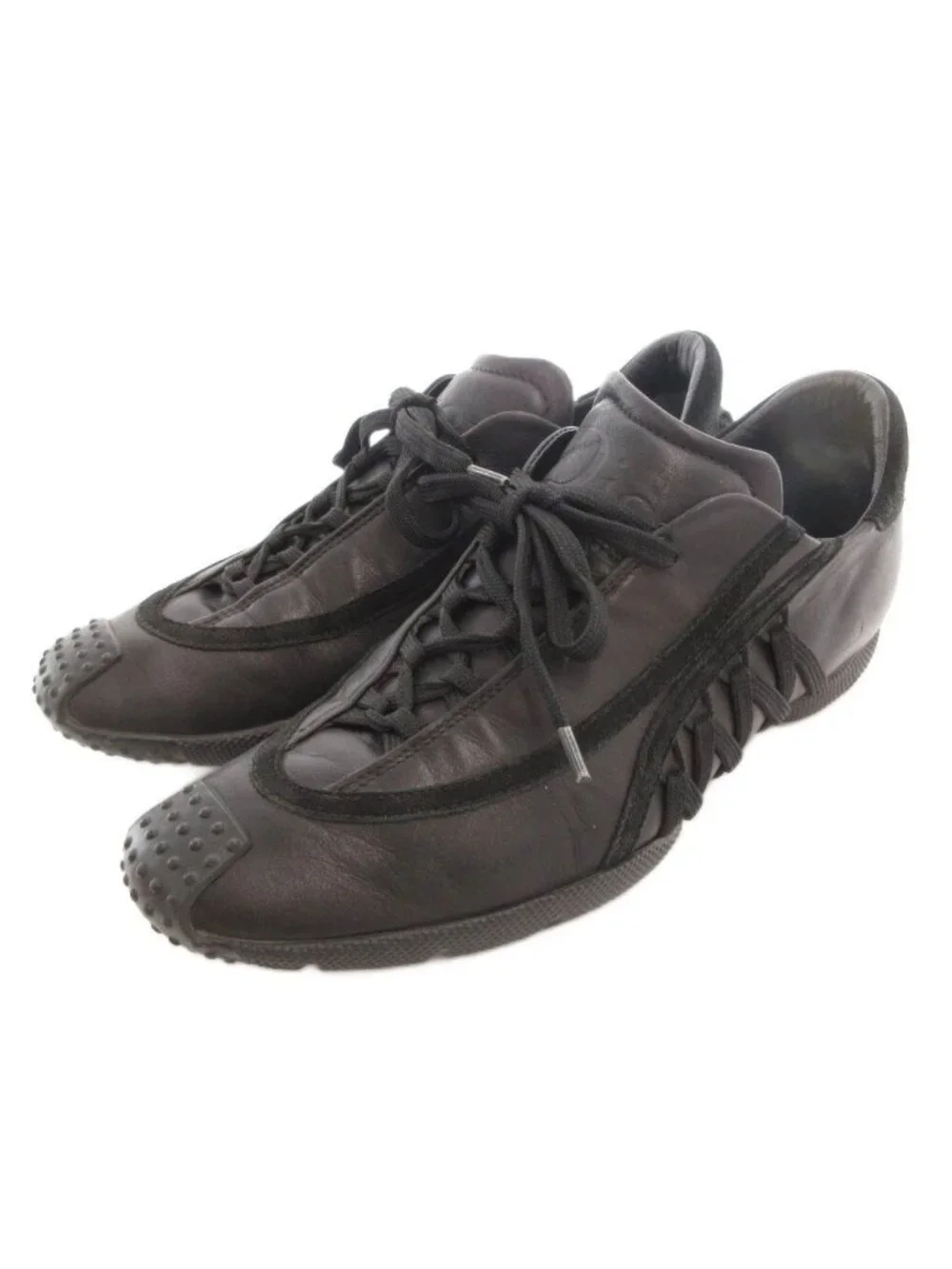 Dior Leather Sneakers Lace Up Black Suede Paneled